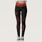 Tattoo Band Red Black Iridescent Scales Dragon Leggings (Voorkant)