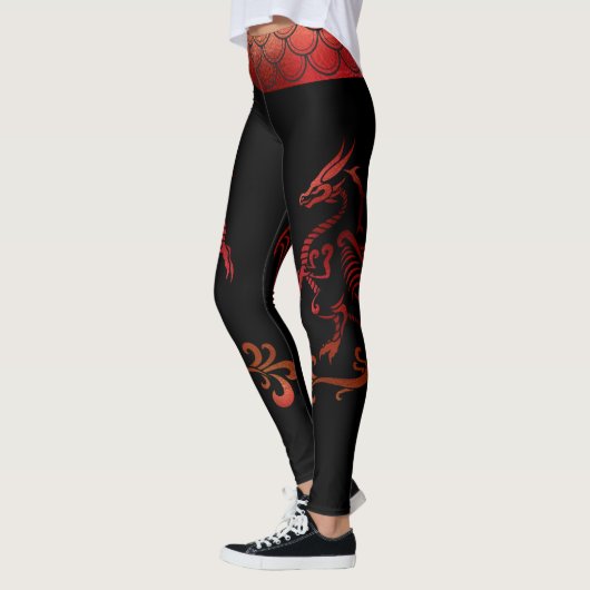 Tattoo Band Red Black Iridescent Scales Dragon Leggings (Links)