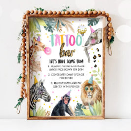 Tattoo Bar Safari Party Dieren Meisje Verjaardag Poster