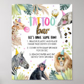 Tattoo Bar Safari Party Dieren Meisje Verjaardag Poster (Voorkant)