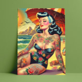 Tattoo Beach Pin-up Briefkaart