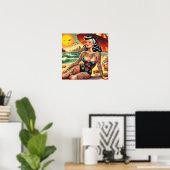 Tattoo Beach Pin-up Poster (Thuiskantoor)