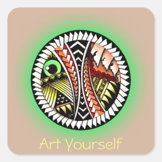 Tattoo bij slag Tekening Vierkante Sticker (Voorkant)