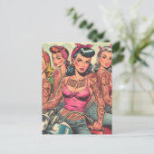 Tattoo Biker Girls Comics Briefkaart (Staand voorkant)