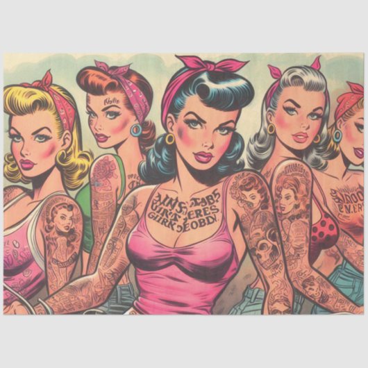 Tattoo Biker Girls Comics Tissuepapier (Voorkant)