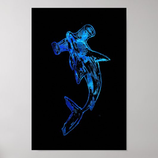 Tattoo Blauwe Hammerhead Shark Poster (Voorkant)