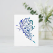 Tattoo blauwe vlinder briefkaart (Staand voorkant)