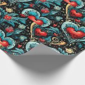 Tattoo Blue Red Hearts Theme Cadeaupapier (Hoek)