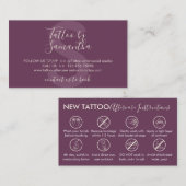 Tattoo Body Art Nazorg Instructies Visitekaartje (Voorkant / Achterkant)