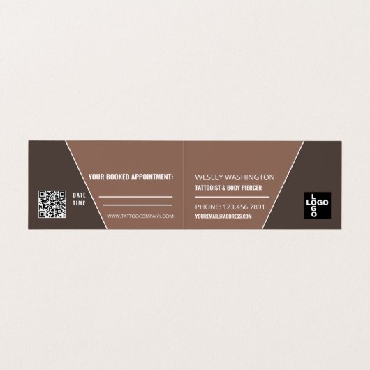 Tattoo & body Piercing Studio Appointment Visitekaartje (Binnenkant ongevouwen)