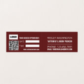 Tattoo & body Piercing Studio, Benoeming Visitekaartje (Binnenkant ongevouwen)