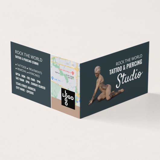 Tattoo & body Piercing Studio, Benoeming Visitekaartje (Buitenkant)