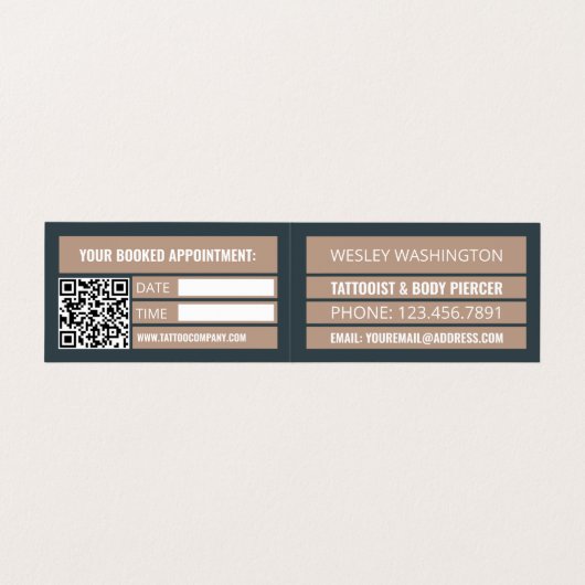 Tattoo & body Piercing Studio, Benoeming Visitekaartje (Binnenkant ongevouwen)