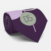 Tattoo | Bohemisch Paars groen monogram Stropdas (Opgerold)