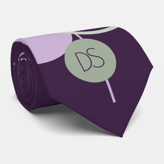 Tattoo | Bohemisch Paars groen monogram Stropdas (Opgerold)