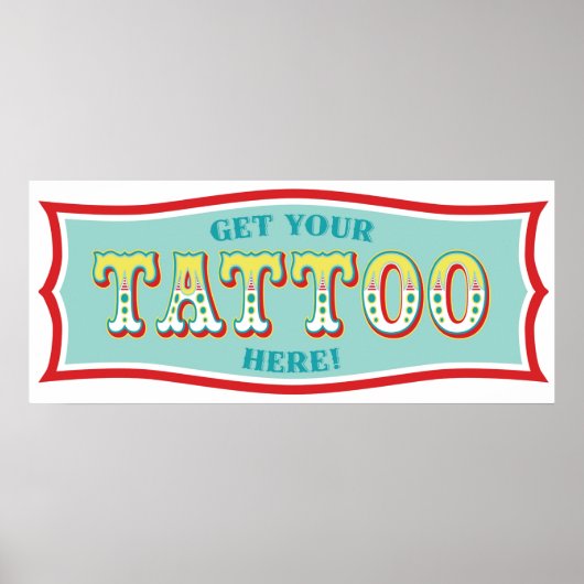 Tattoo Booth Sign. Carnival Th-Birthday BL Poster (Voorkant)