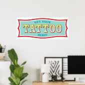 Tattoo Booth Sign. Carnival Th-Birthday BL Poster (Thuiskantoor)