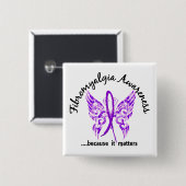 Tattoo Boterfly 6.1 Fibromyalgie Vierkante Button 5,1 Cm (Voorkant /achterkant)