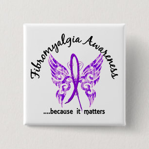 Tattoo Boterfly 6.1 Fibromyalgie Vierkante Button 5,1 Cm