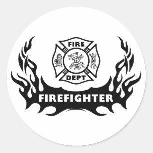 Tattoo brandweerman ronde sticker