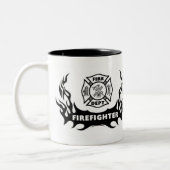 Tattoo brandweerman tweekleurige koffiemok (Links)