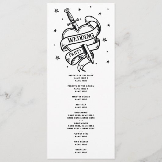 Tattoo bruiloft hart ceremonie Details Programmakaart (Achterkant)