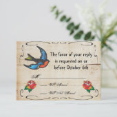 Tattoo bruiloft RSVP Kaart (Staand voorkant)