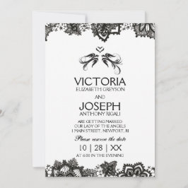 Tattoo bruiloft uitnodigen ~ Black Birds & Lace Kaart