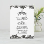 Tattoo bruiloft uitnodigen ~ Black Birds & Lace Kaart (Staand voorkant)