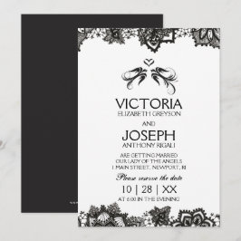 Tattoo bruiloft uitnodigen ~ Black Birds & Lace Kaart