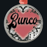 tattoo bunco metalen ornament<br><div class="desc">Jazz omhoog je volgende Bunco-evenement met deze leuke Bunco-producten. Het ontwerp van het Bunco-tattoo is voorzien van een prachtig roze hart omgeven door een  ontwerp. Ook inbegrepen zonder extra last is één witte geluksdoek.</div>