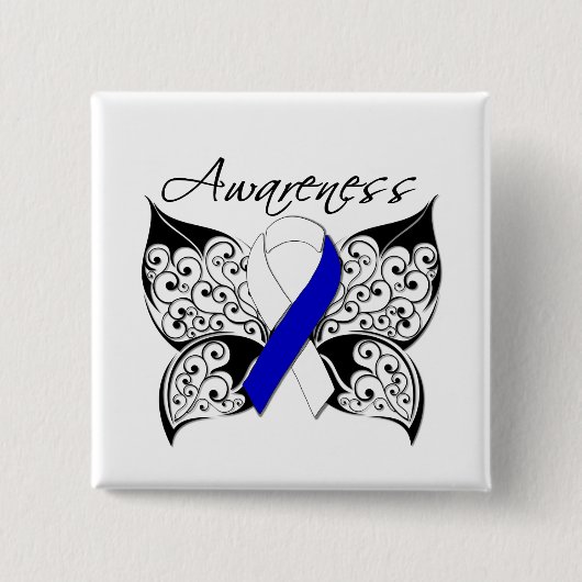 Tattoo Butterfly Awareness - ALS Disease Vierkante Button 5,1 Cm (Voorkant)