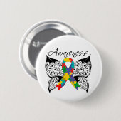 Tattoo Butterfly Awareness - Autisme Ronde Button 5,7 Cm (Voorkant /achterkant)