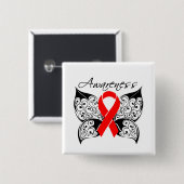 Tattoo Butterfly Awareness - Heart Disease Vierkante Button 5,1 Cm (Voorkant /achterkant)