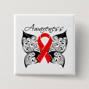 Tattoo Butterfly Awareness - Heart Disease Vierkante Button 5,1 Cm