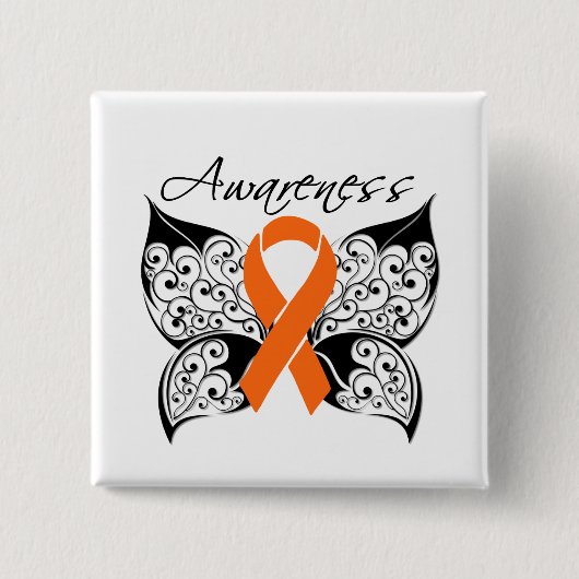 Tattoo Butterfly Awareness - Multiple Sclerosis Vierkante Button 5,1 Cm (Voorkant)