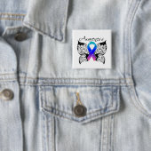 Tattoo Butterfly Awareness - Thyroid Cancer Vierkante Button 5,1 Cm (In situ)