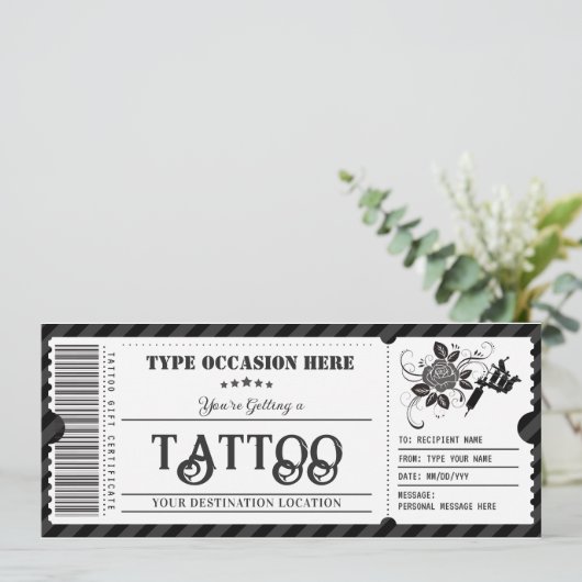 Tattoo Cadeaubon Kaart (Staand voorkant)