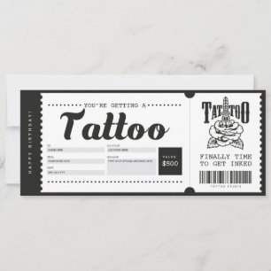 Tattoo Cadeaubon Kaart Ticket Voucher Certificate