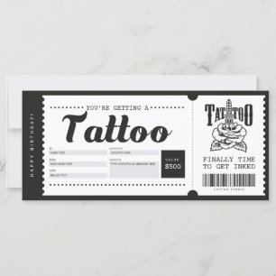 Tattoo Cadeaubon Kaart Ticket Voucher Certificate