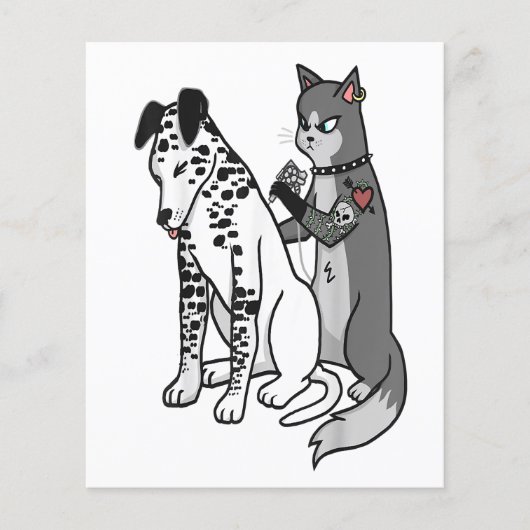 Tattoo Cat Inked Dalmatian Cartoon Funny Graphic Flyer (Voorkant)