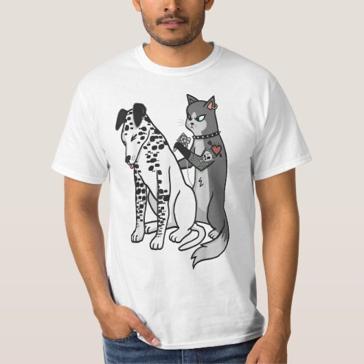 Tattoo Cat Inked Dalmatian Cartoon Funny Graphic T-shirt (Voorkant)