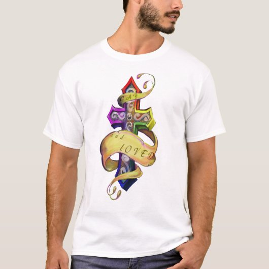  tattoo cross styled -gay liefde t-shirt (Voorkant)