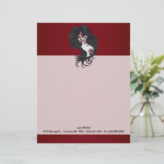 Tattoo Dag van de Dode Suiker Letterhoofd Statione Briefhoofd (Staand voorkant)