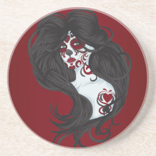 Tattoo Dag van de Dode Suikerschedel Dia Onderzett Zandsteen Onderzetter