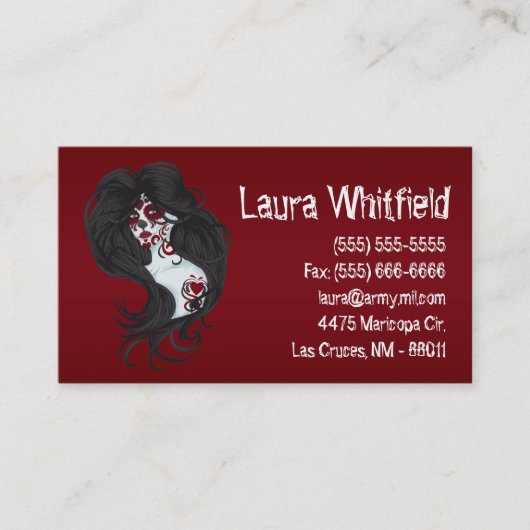 Tattoo Dag van het Dode Suiker Schedel Visitekaart Visitekaartje (Voorkant)