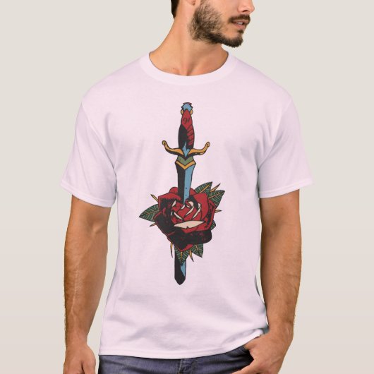 tattoo dagtransperce rose fleur old school tatt t-shirt (Voorkant)