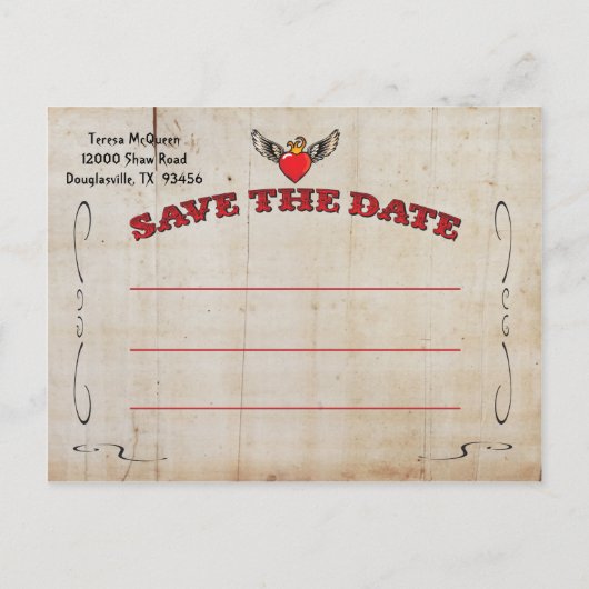 Tattoo De datum Briefkaarten opslaan (Achterkant)