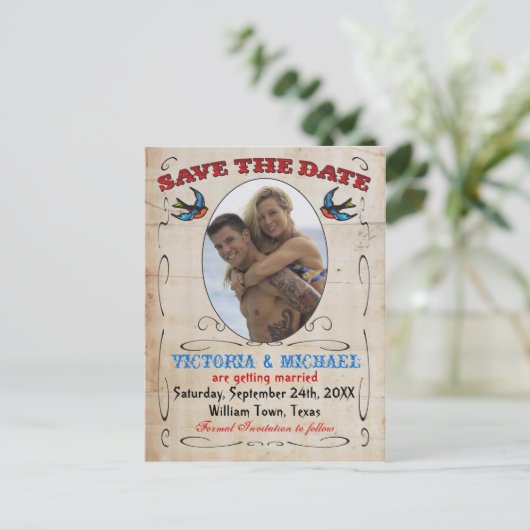 Tattoo De datum Briefkaarten opslaan (Staand voorkant)