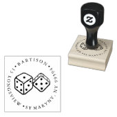 TATTOO DOBBELSTENEN RONDE RETOURADRES RUBBERSTEMPEL (Gestempeld)